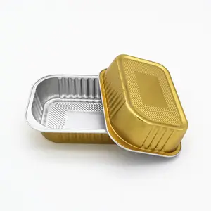 Aluminium Foil Containers Suppliers Food Box 500ml Disposable Food Takeaway Container Lid Gold Color Aluminum Foil Rectangle Heart Red Aluminum Tray