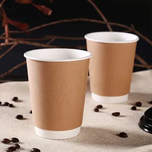 Cangkir kopi dinding ganda kustom mug mudah terurai kertas kopi kualitas tinggi dapat dicetak khusus dengan Logo cangkir kertas cangkir teh