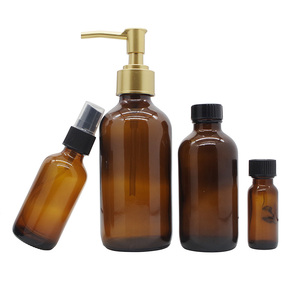 Boston <strong>Round</strong> 1/2oz 1oz 2oz 4oz 8oz 16oz Amber <strong>Glass</strong> <strong>Bottles</strong> With Screw Cap - Product Image 4