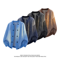 Cardigan Homme Rayé à Double Boutonnage Style Rétro Décontracté Confortable Printemps/Automne pour l'Extérieur