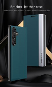 <span class=keywords><strong>Funda</strong></span> trasera de cuero para teléfono Samsung <span class=keywords><strong>S8</strong></span> S9 S20 S23 S24 S25 Edge a prueba de golpes con soporte para teléfono móvil - Product Image 4
