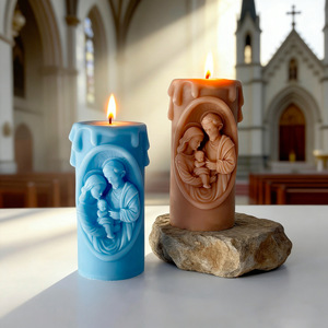 Bougie parfumée sculptée en 3D représentant la Sainte Famille, ornement de bureau pour la décoration de l'église et de la maison - Product Image 4