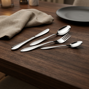 Juego de cubiertos de diseño Suzi, 4 piezas, cuchara de color plateado, tenedor, cuchillo, juego de vajilla elegante a precio mayorista - Product Image 2