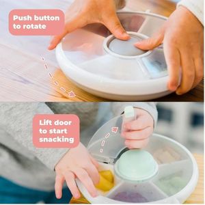 กล่องเก็บขนมสำหรับเด็ก ถาดผลไม้ทรงกลมแบบหมุนได้พร้อมฝาปิด ภาชนะบรรจุอาหารแบบพกพาสำหรับใช้ในบ้าน - Product Image 1