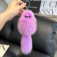 Porte-clés en fourrure de renard naturelle et moelleuse de 16 cm, mignon pour femmes et filles, pompon en peluche, animal, pour sac, voiture, bijou, cadeau de fête