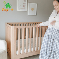 Meubles de chambre d'enfant de luxe convertibles 3 en 1 Berceau en bois massif avec lit nid et lattes pour tout-petits Design épuré et sûr Élégant