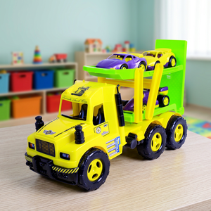 TOYBOLA Camión de Juguete con Remolque para Transportar Autos, con Mini Autos de Carreras de Fricción, Vehículo de Transporte de Plástico para Niños de 2 a 4 Años - Product Image 3