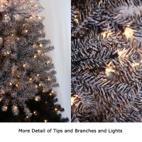 Arbre de Noël artificiel en PVC blanc et noir de 7.5ft 1460 Tips avec lumières blanches chaudes