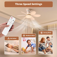 Ventilateur de plafond à économie d'énergie avec lumière, douille E27, 5 pales, avec lumière LED et télécommande