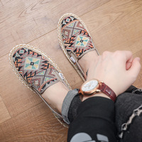 Sepatu Espadrilles Kasual Pria Kanvas Datar Atas TY Printing