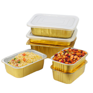 Barbecue Disposable Rectangular Aluminum Foil Lunch Box Thickened High Temperature Resistant Packing Lunch Tray With Sealing Lid