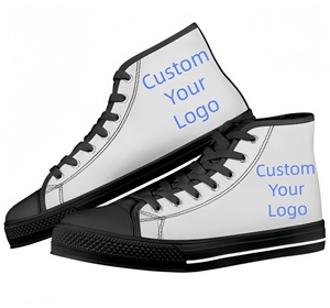 Zapatillas de lona blancas con logotipo personalizado, transpirables, con cordones, unisex, para streetwear. - Product Image 1