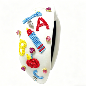 Moda temporada de regreso a la escuela tela impresa diamantes de imitación perla rojo manzana accesorios <span class=keywords><strong>diadema</strong></span> para mujeres - Product Image 1