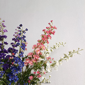 New Arrival Long Stem Artificial Blue Delphinium Ajacis Flowers Silk <strong>Larkspur</strong> in White for Weddings Christmas &amp; New Year - Product Image 4