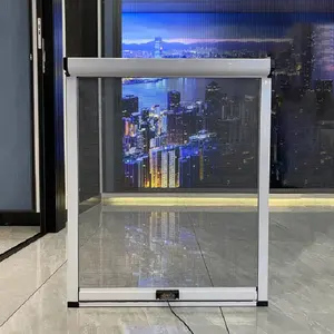 चीन में निर्मित फ्लाई स्क्रीन रोल स्क्रीन विंडो के साथ प्रीमियम पीवीसी मेश रोल वापस लेने योग्य खिड़कियां
