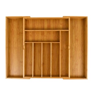 WDF Expandable Bamboo Utensil Organizer Cutlery Tray Silverware <strong>Kitchen</strong> <strong>Drawer</strong> <strong>Organiser</strong> Cutlery Organizer for <strong>Kitchen</strong> - Product Image 1