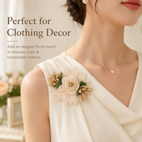 Applique florale 3D Champagne avec fleurs brodées et perles dorées à coudre pour robe de mariée, coiffure et projets DIY