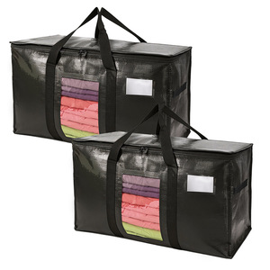 Bacs de rangement robustes pour déménagement avec poignées et fermetures éclair – Alternative pratique aux caisses de déménagement – Fournitures d'emballage pratiques pour le shopping - Product Image 1