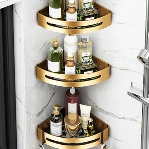 2024 Wholesale 2 Layers Bathroom Shelves Wall-mounted Storage Rack Wall Shower Caddy Shelf For Bathroom