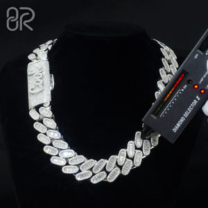 24mm VVS Moissanite Diamond Cuban Necklace Custom Baguette 925 Silver Link <b>Chain</b> Hip Hop Fine Jewelry for Rapper - Product Image 1