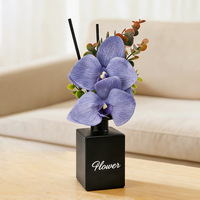 Diffuseur de parfum en verre noir mat de luxe, fleur artificielle d'orchidée, diffuseur d'aromathérapie pour la décoration de la maison, cadeau de mariage