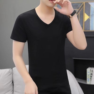 Vente en gros de t-shirts unisexes à col en <span class=keywords><strong>v</strong></span> en polyester 100% vierges pour hommes pour logo personnalisé - Product Image 5