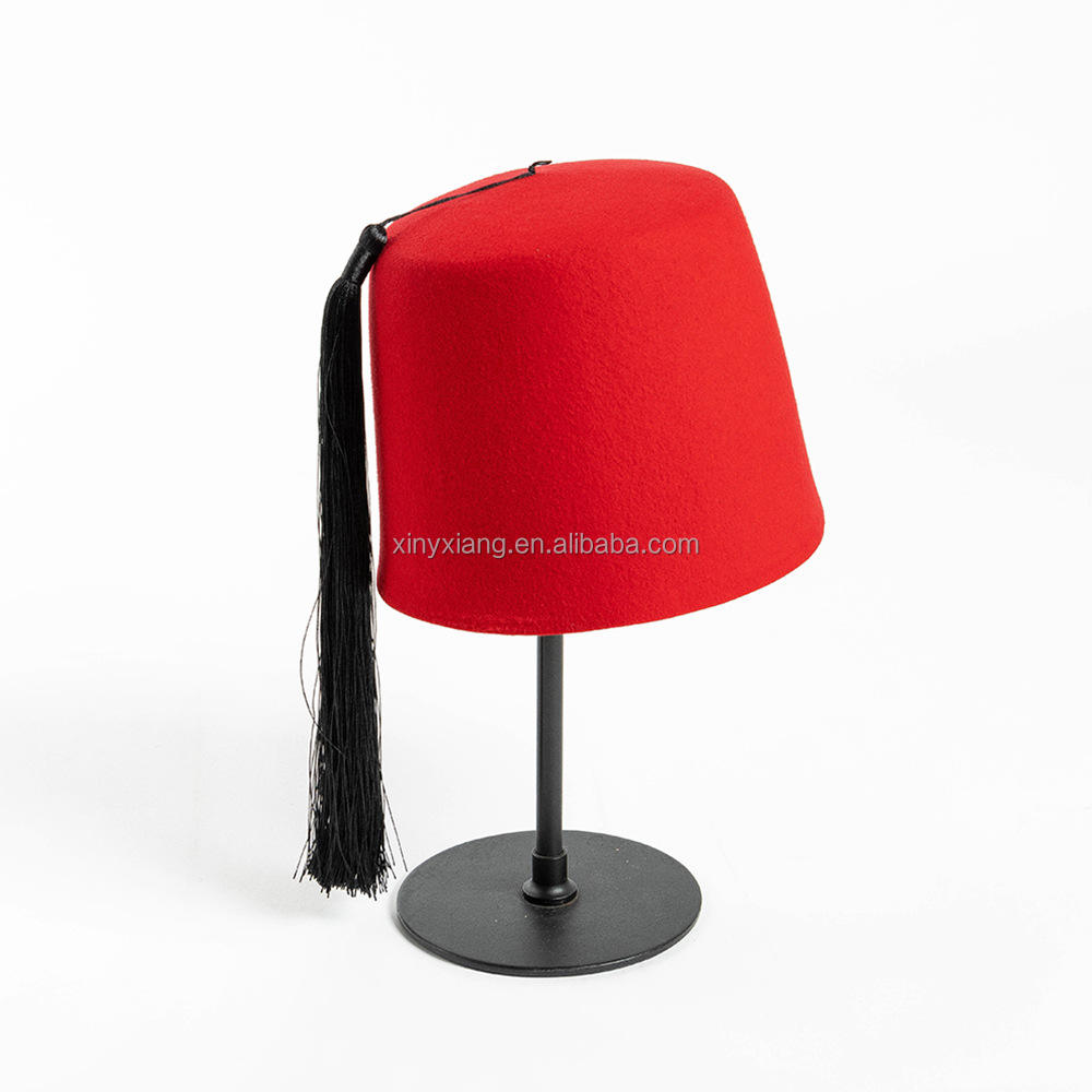 Factory Custom Egyptian Turkish Red Fez Tarboush Hat Black Tassel, Fez Hat  Costume Accessories