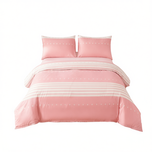 Set Copripiumino a Righe con Cerniera 100% Poliestere, Morbido e Traspirante per un Sonno Confortevole e Uso Domestico - Product Image 1