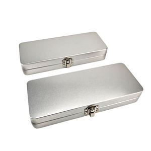 กล่องดินสอโลหะแบบมีฝาปิดแบบมีบานพับ รูปทรงสี่เหลี่ยมผืนผ้า สีเงิน พร้อมโลโก้สั่งทำพิเศษ สำหรับเก็บเครื่องเขียน - Product Image 5