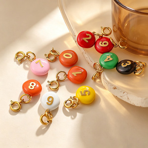 Beach Vacation Style Stainless Steel Candy Color Number Jewelry Clasp Charms Personalized Versatile DIY Anklet Necklace - Product Image 2