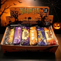 Recrutement de partenaires grossistes : Jouets Squishy Halloween en forme de beurre, à remontée lente, anti-stress, en PU TPR ultra doux, lot de 12 pièces en présentoir