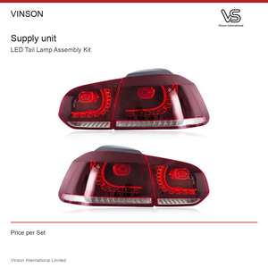 Kit de feux arrière LED pour Volkswagen Golf Mk6 2010-2013, lentille rouge, pièces de mise à niveau pour véhicule - Product Image 4