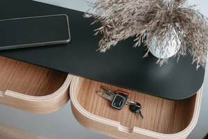 Table console flottante rétro, table de rangement murale pour entrée, design minimaliste, meuble mural pour salon - Product Image 6
