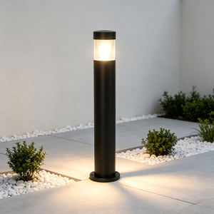 Black <b>LED</b> Lawn Bollard <b>Light</b> Outdoor Garden Path Lamp Surface Mounted Waterproof - Product Image 2