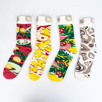 Chaussettes en coton pour femmes, très vendues, amusantes, motif boîte à pizza et sushi, taille unique, tricotées pour l'automne, avec bord côtelé au bas
