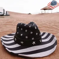 OEM ODM designer cow girl promozionale USA FLAG unformed uomini e donne maschili progetta il tuo cappello da cowboy per la vendita degli uomini