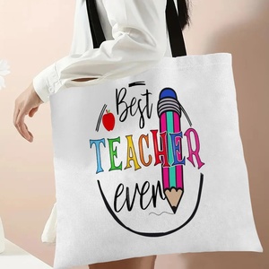 Funny Teacher Tote Bag - 'Good Day To Teach Tiny Humans' Canvas Bag, 15x14 Inches, Appreciation Gift