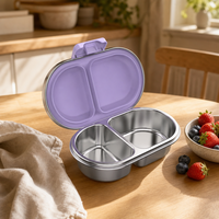 Vente flash - Boîte à goûter en acier inoxydable 304, anti-fuite, de qualité alimentaire, compatible micro-ondes, avec deux compartiments