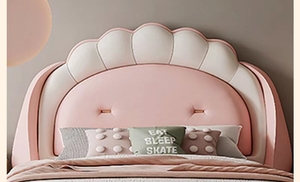 Juego de Dormitorio Infantil de Madera Maciza, Moderno, con Diván de Tamaño Completo, Tapicería de Algodón Cómoda, Color Rosa - Product Image 5