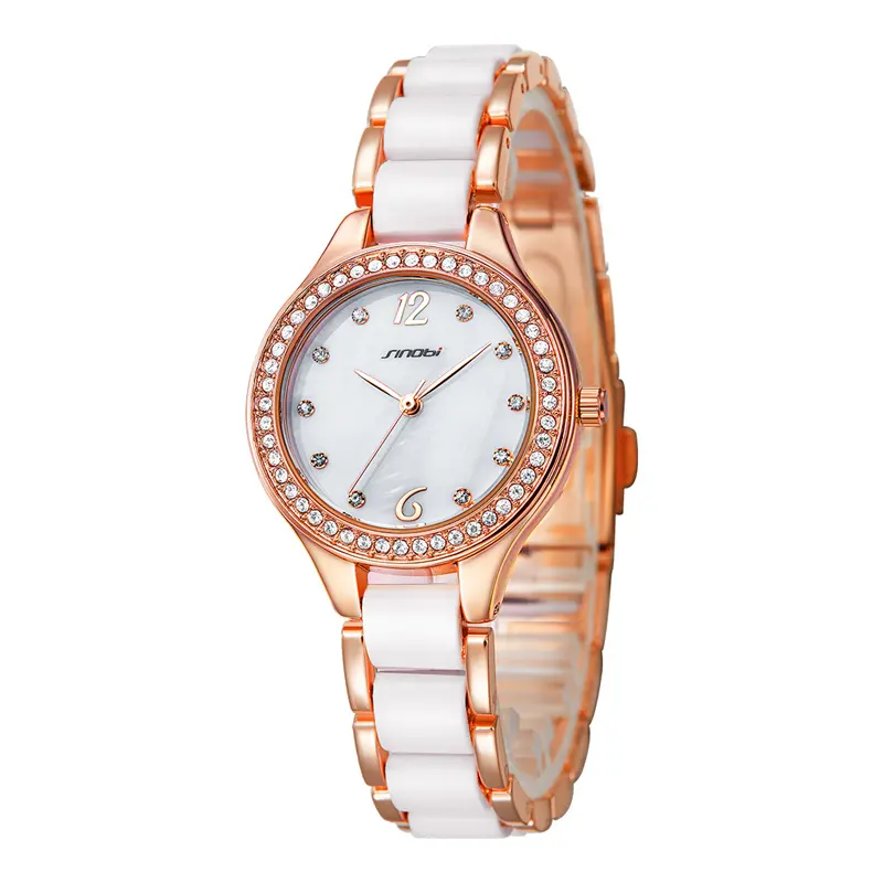 高級アイスアウト腕時計モントレファムS9581Lエレガントなモアッサナイト合金ブレスレット時計女性用