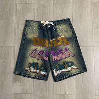 Shorts en jean tendance imprimés et délavés pour couple, style vintage, livrés par un fournisseur américain populaire (DUAA)