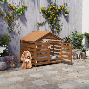 Grande niche pour chien en bois, abri extérieur toutes saisons avec design imperméable et résistant au soleil - Product Image 4