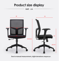 Chaise de bureau ergonomique moderne pivotante à dossier moyen en maille avec hauteur réglable – Meilleure vente