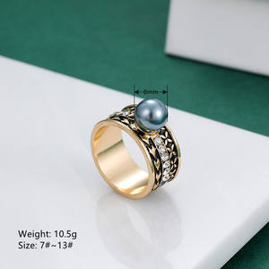 Hawaiian Ring Diamant Süßwasser Barock Perle Stil Ring vergoldeten Schmuck - Product Image 3