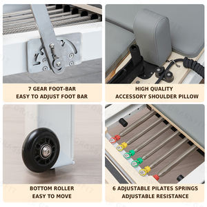 GRASSFIT Offre Spéciale Commercial Gym Fitness Metal Equipment <span class=keywords><strong>Pilates</strong></span> Machine Reformers White Luxury Aluminum Alloy <span class=keywords><strong>Pilates</strong></span> Reformer - Product Image 5