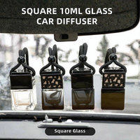 Nouveau Diffuseur de Voiture Suspendu en Verre Vide 8ml Noir Dégradé, Bouteille Carrée pour Aromathérapie et Parfum avec Couvercle Creux – Vente en Gros