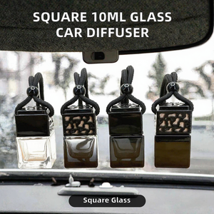 Venta al por mayor de botellas de vidrio vacías de 8 ml con degradado negro para difusor colgante de coche, contenedor cuadrado de aromaterapia y perfume con tapa hueca - Product Image 2
