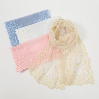 Écharpe longue en polyester brodée de fleurs, respirante, douce, confortable, en dentelle, châle décontracté