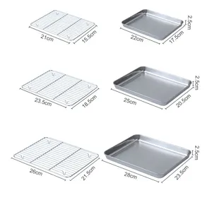 Bandeja para hornear con rejilla de alambre, bandeja para hornear pasteles de acero inoxidable 304, bandeja para barbacoa, placa para horno, rejilla para <span class=keywords><strong>Brownie</strong></span>, herramienta para asar a la parrilla - Product Image 3
