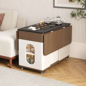 Modern Tea <b>Table</b> With Storage And Wheels Living Room Coffee <b>Table</b> <b>Folding</b> Side <b>Table</b> For Home Use - Product Image 2